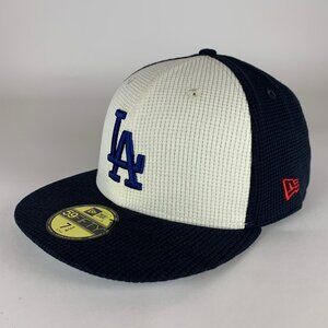 Los Angeles Dodgers Navy Blue Cream New Era 59Fifty Thermal Fitted Hat 7 3/4 New